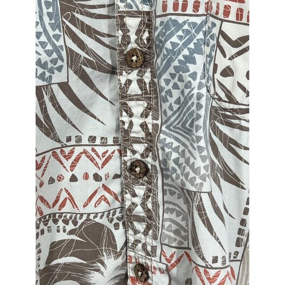 Kahala Mens Hawaiian Button-Up Shirt Large Brown Red Blue Aloha Tropical EUC - Picture 5 of 8